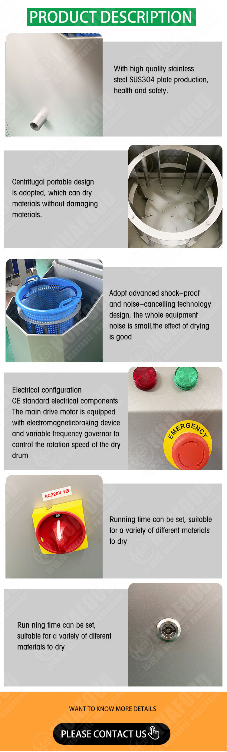 Industrial Fruit Vegetables Centrifugal Dewatering Dehydrator Machine Spin  Dryer - Huafood machine - Vegetable & Fruit Cleaning Machine，Potato Chips  Production Line